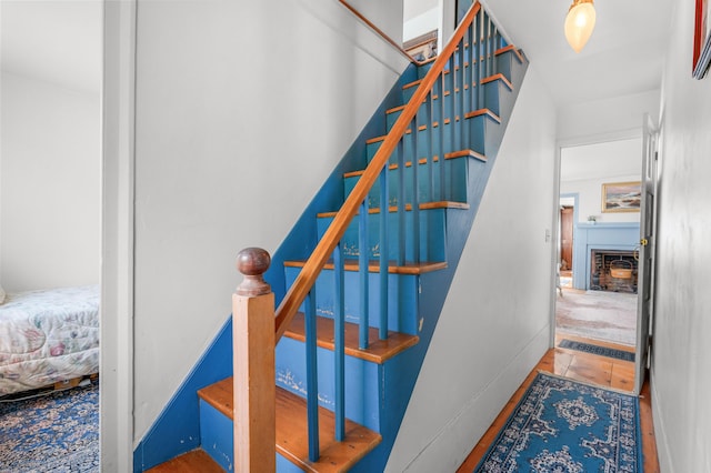 64 Riverside Dr, West Harwich, MA 02671 - stairs featuring a fireplace