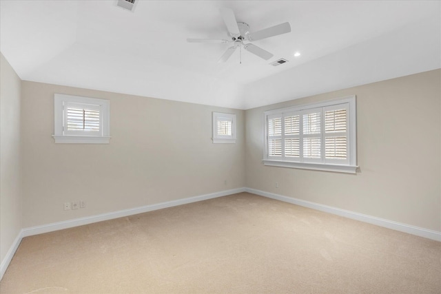 24 Pleasant Park Dr, Mashpee, MA 02649 - spare room with light carpet, lofted ceiling, and ceiling fan