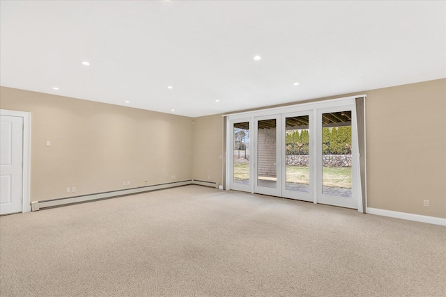 24 Pleasant Park Dr, Mashpee, MA 02649 - empty room featuring baseboard heating, light colored carpet, and recessed lighting