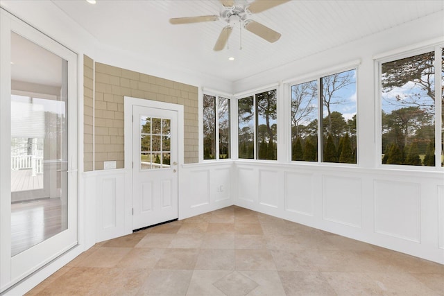24 Pleasant Park Dr, Mashpee, MA 02649 - unfurnished sunroom featuring healthy amount of natural light, tile patterned floors, a decorative wall, and recessed lighting