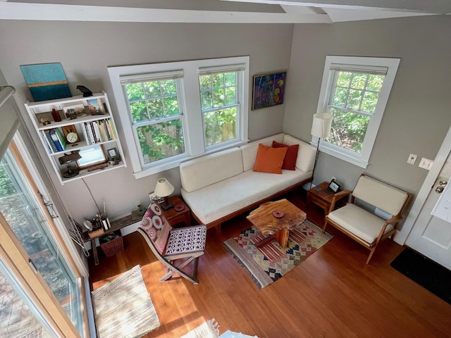 living area with wood finished floors