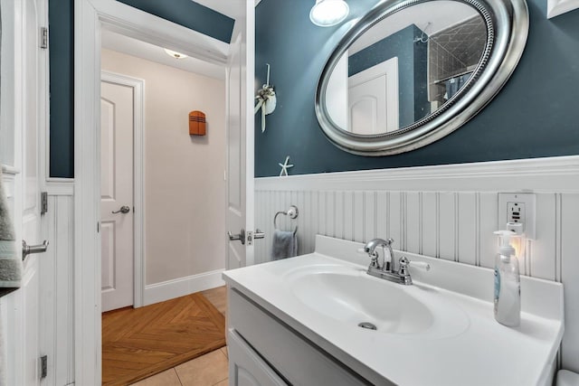 bathroom featuring vanity and tile patterned flooring