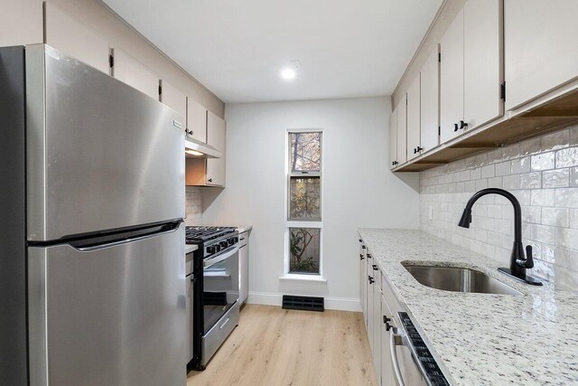 kitchen featuring sink, white cabinetry, and appliances with stainless steel finishes