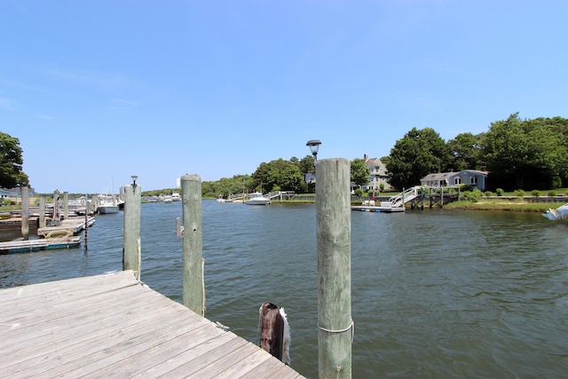 view of dock featuring a water view