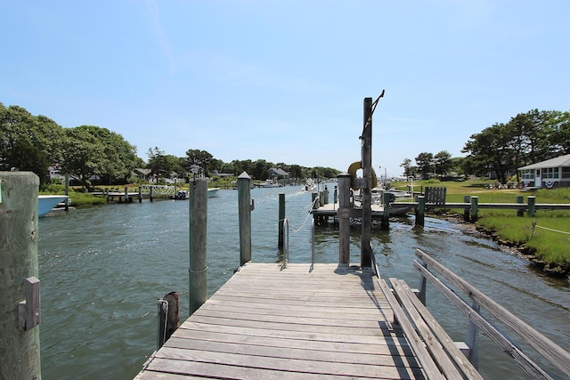 view of dock featuring a water view