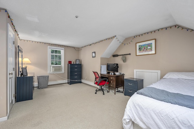 65 Hadrada Ln, Centerville, MA 02632 - bedroom featuring carpet floors, an office area, vaulted ceiling, and cooling unit