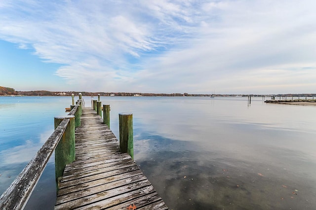 dock area with a water view