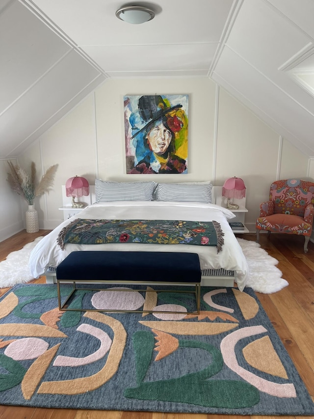 54 Commercial St Unit 3, 4, 5, 6, Provincetown, MA 02657 - bedroom with lofted ceiling and wood finished floors