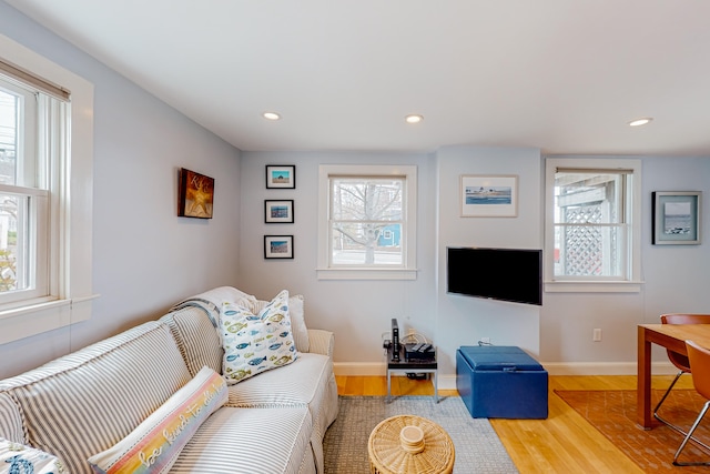 49 Bradford St Unit 9, Provincetown, MA 02657 - living area with wood finished floors, baseboards, and recessed lighting
