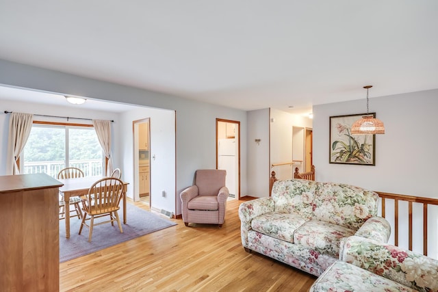 living room with hardwood / wood-style floors