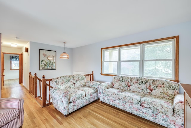 living room featuring light wood-type flooring