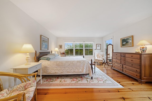 bedroom with light hardwood / wood-style flooring