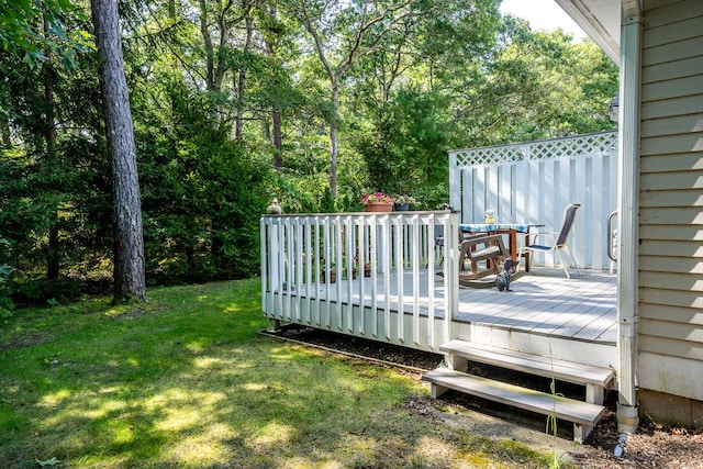 9 Pacific Ave, Mashpee, MA 02649 - wooden deck featuring a yard