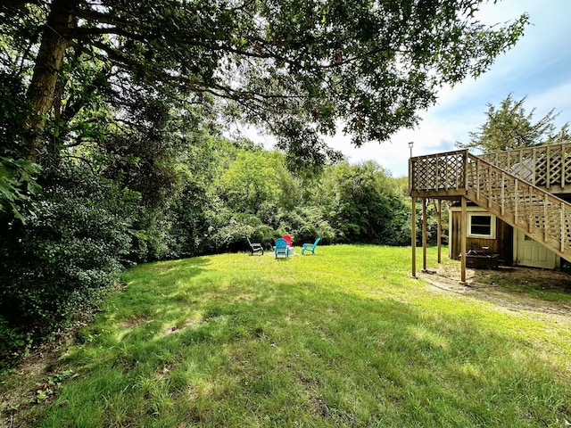 30 Norris Path, Teaticket, MA 02536 - view of grassy yard featuring a deck and stairway