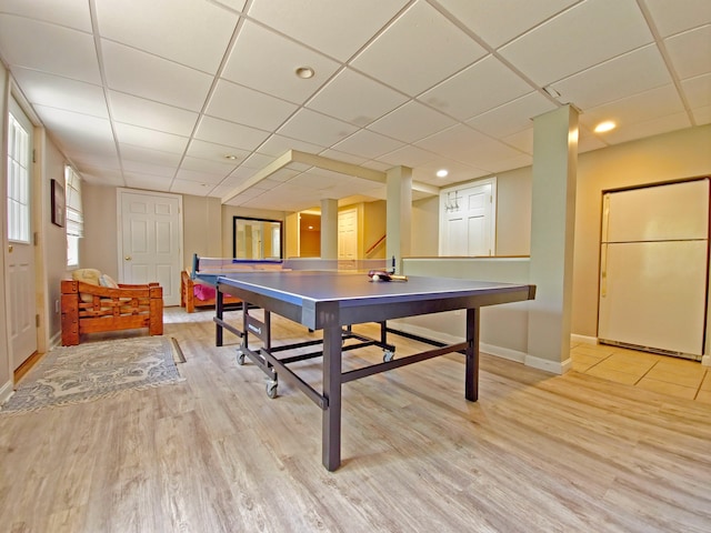30 Norris Path, Teaticket, MA 02536 - rec room with baseboards, a paneled ceiling, and light wood-type flooring
