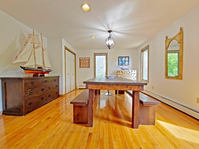 30 Norris Path, Teaticket, MA 02536 - dining area with light wood-type flooring, plenty of natural light, a baseboard radiator, and recessed lighting