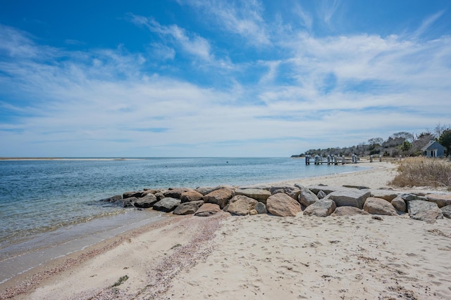 property view of water featuring a view of the beach