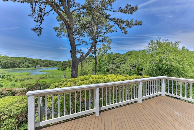 deck with a water view