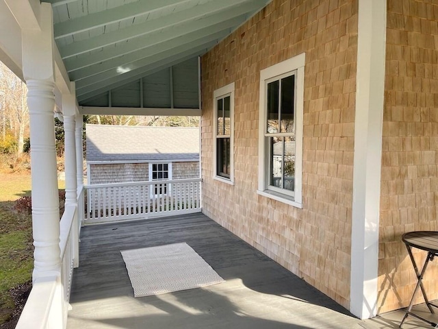 deck with covered porch