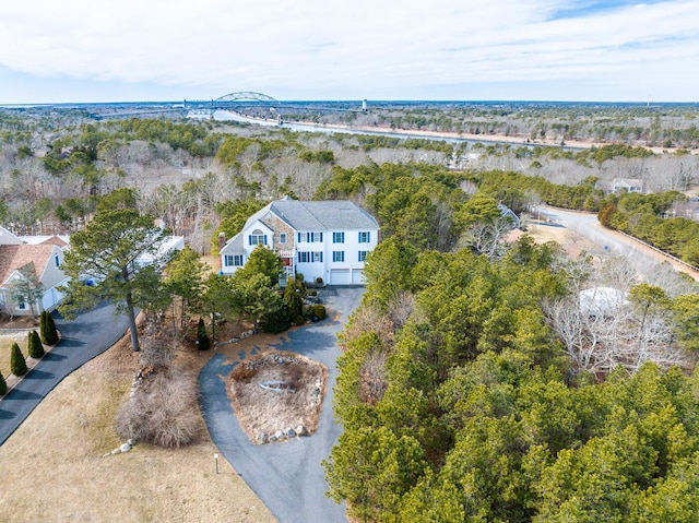 bird's eye view with a view of trees