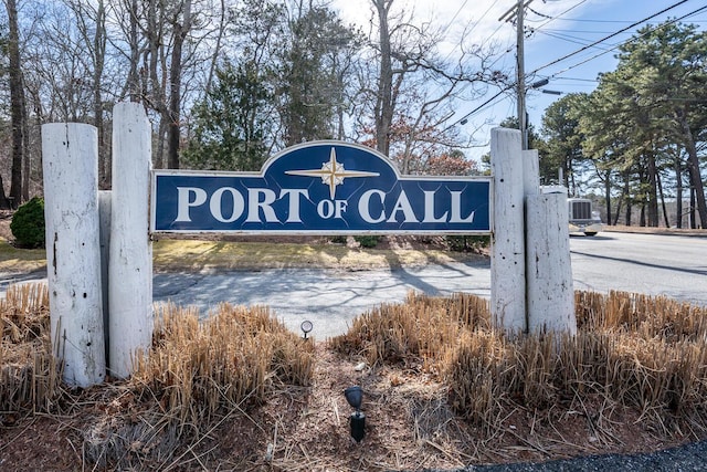 view of community sign