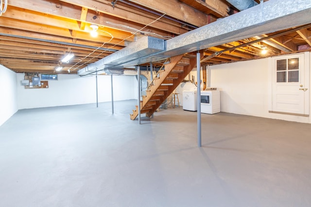 40 Highland Dr, Centerville, MA 02632 - unfinished basement featuring washing machine and dryer and stairs