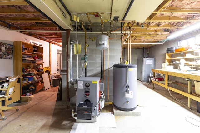 utility room featuring gas water heater