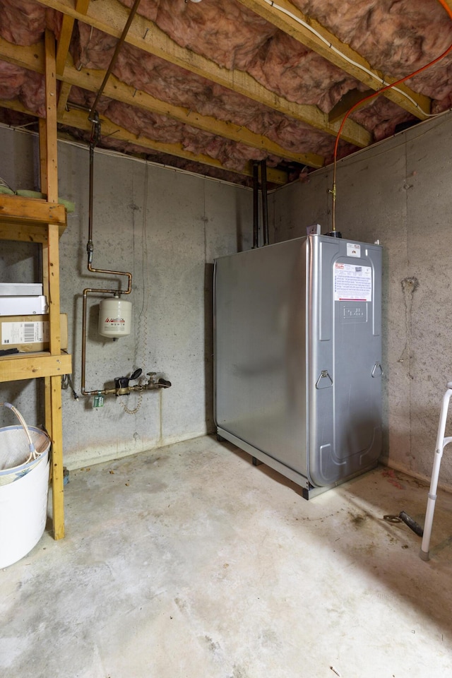 basement featuring fridge