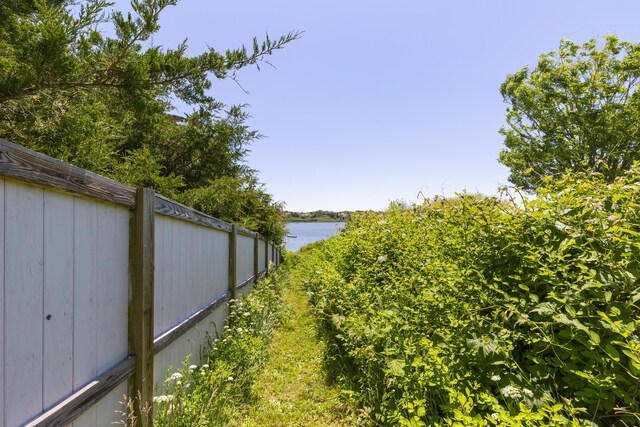 view of yard with a water view