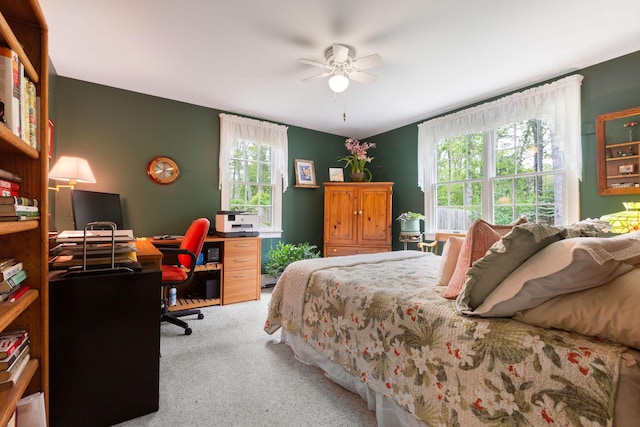 33 Rogers Rd, Brewster, MA 02631 - bedroom with carpet floors, an office area, and a ceiling fan