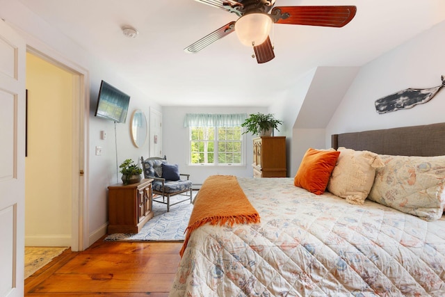 33 Rogers Rd, Brewster, MA 02631 - bedroom featuring hardwood / wood-style flooring, baseboards, and a ceiling fan