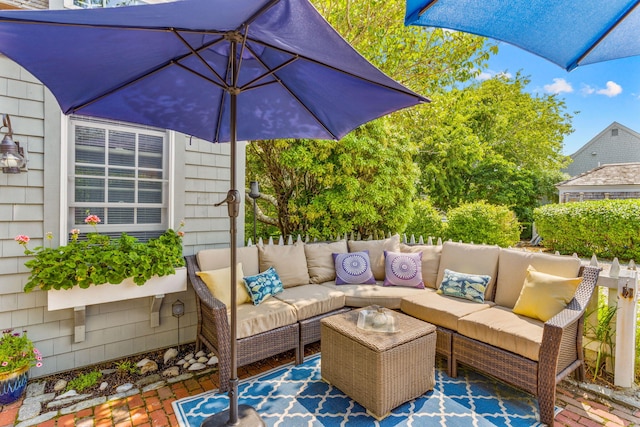 view of patio / terrace with an outdoor living space