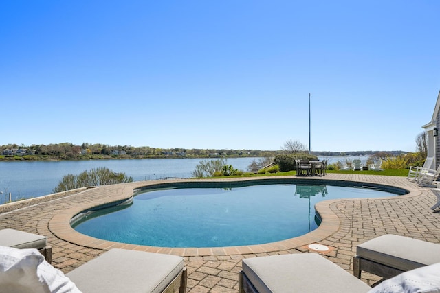 23 Oyster Pond Ln, Chatham, MA 02633 - outdoor pool with a water view and a patio