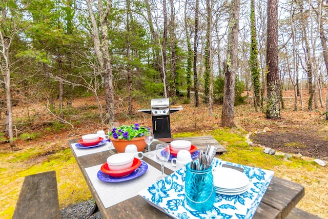 view of patio / terrace with outdoor dining space and grilling area
