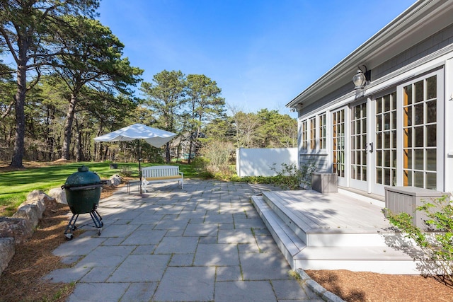 40 Leilla Rich Dr, Wellfleet, MA 02667 - view of patio featuring french doors and a grill