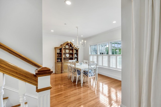 780 Craigville Beach Rd Unit 10, Centerville, MA 02632 - dining area featuring a chandelier, ornamental molding, light wood-style flooring, and recessed lighting