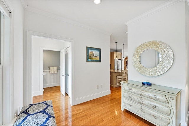 780 Craigville Beach Rd Unit 10, Centerville, MA 02632 - hallway with light wood-type flooring, crown molding, and recessed lighting