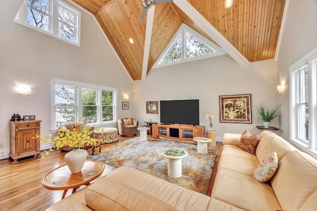 86 Summersea Rd, Mashpee, MA 02649 - living room with high vaulted ceiling, wood finished floors, and wood ceiling