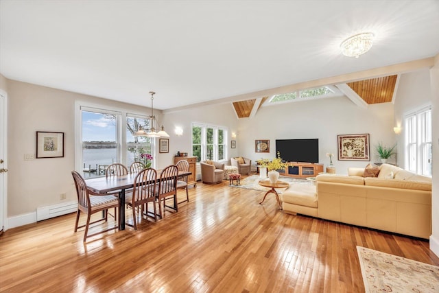 86 Summersea Rd, Mashpee, MA 02649 - living room with lofted ceiling with beams, light wood-style flooring, a wealth of natural light, and baseboards