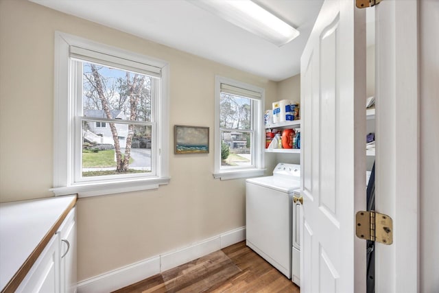 86 Summersea Rd, Mashpee, MA 02649 - laundry room with baseboards, light wood-type flooring, washer / clothes dryer, and plenty of natural light