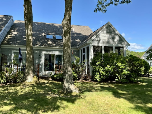 3 Mayfair Ct, Mashpee, MA 02649 - view of front of property with a front lawn and a shingled roof