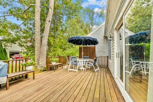 3 Mayfair Ct, Mashpee, MA 02649 - wooden terrace featuring outdoor dining area