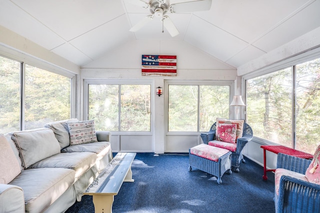 sunroom / solarium featuring ceiling fan