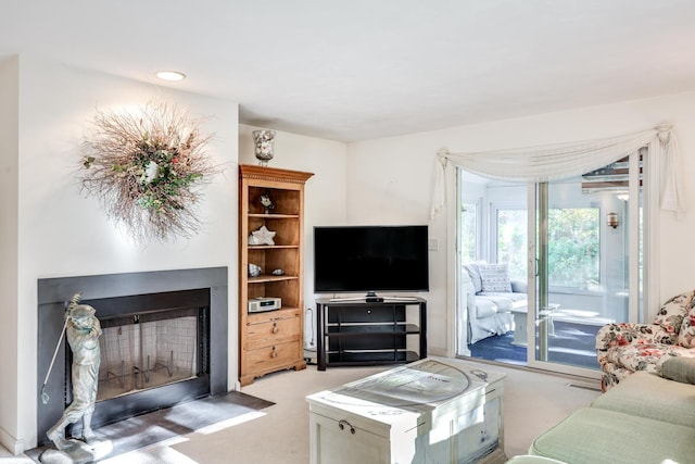 living room with carpet