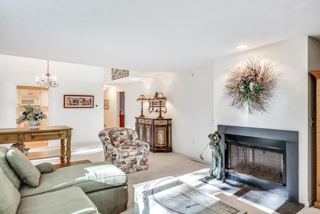 living room with light carpet