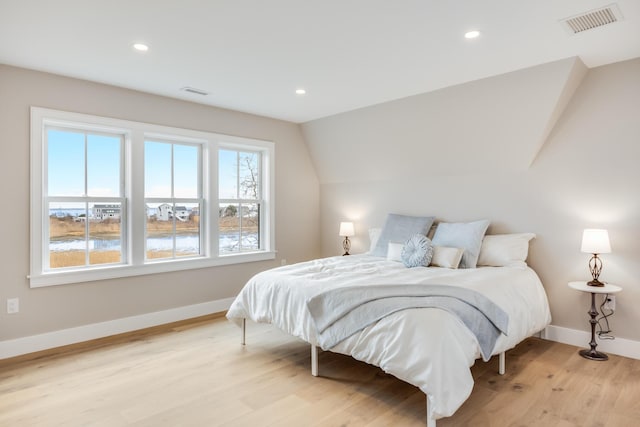 179 Beebe Acres Rd, Falmouth, MA 02540 - bedroom featuring baseboards, wood finished floors, visible vents, and recessed lighting
