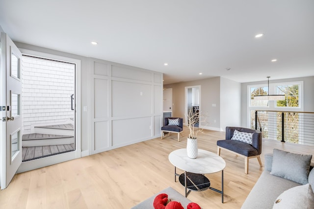 179 Beebe Acres Rd, Falmouth, MA 02540 - living room featuring light wood finished floors and recessed lighting