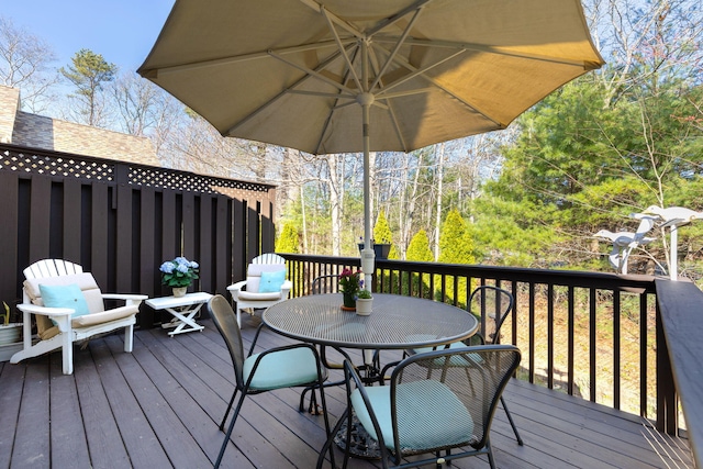 deck with outdoor dining space