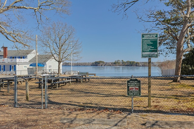 exterior space featuring a water view