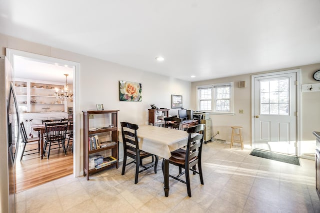 38 Rainbow Way, Harwich, MA 02645 - dining area with a notable chandelier and recessed lighting